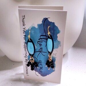 Aqua & Black Color Pop! Lightweight Flirty + Versatile Dangle Earrings